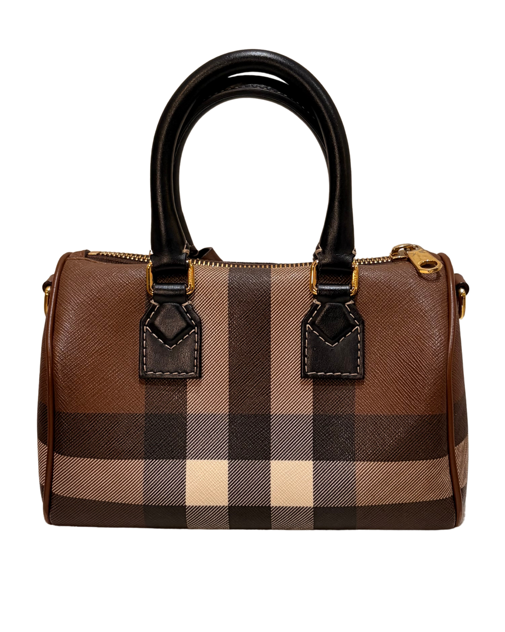 Burberry check bowling bag, brown, view 2