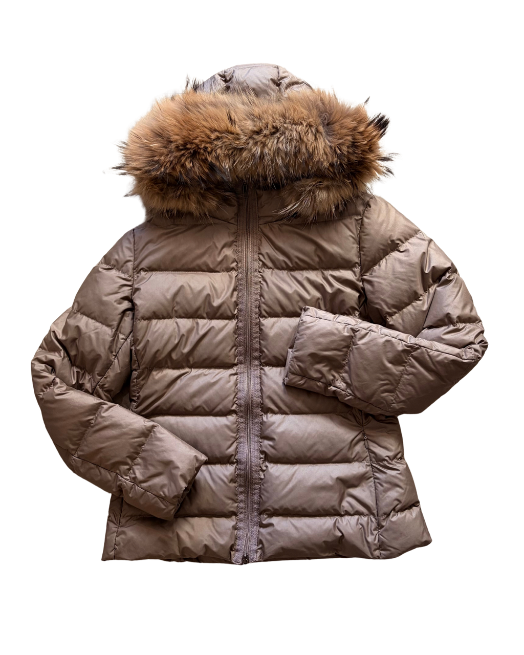 Moncler beež sulejope karusnahast kapuutsiga
