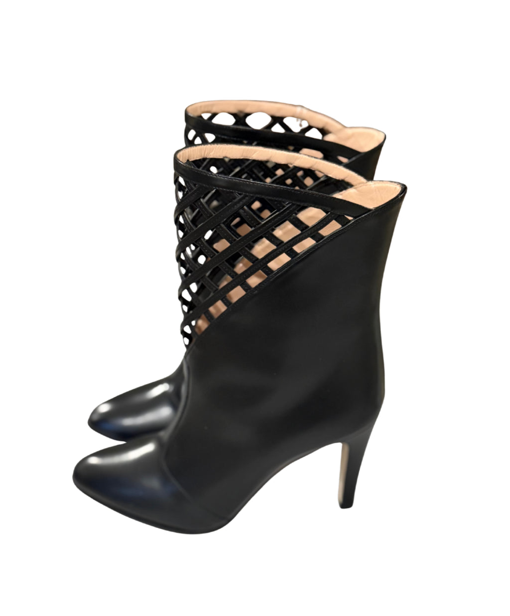Gucci leather cut-out ankle boots, black, view 2
