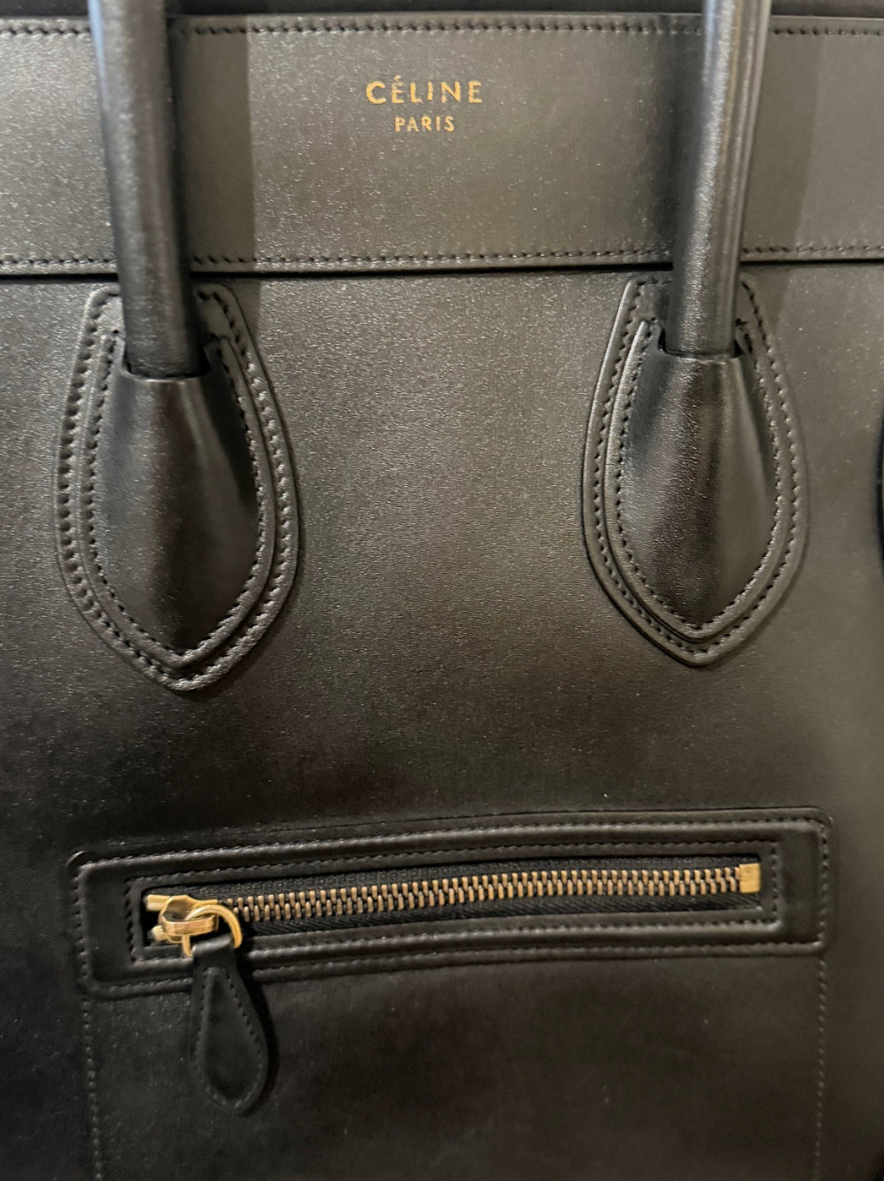 Celine Mini Luggage must nahast käekott, vaade 4
