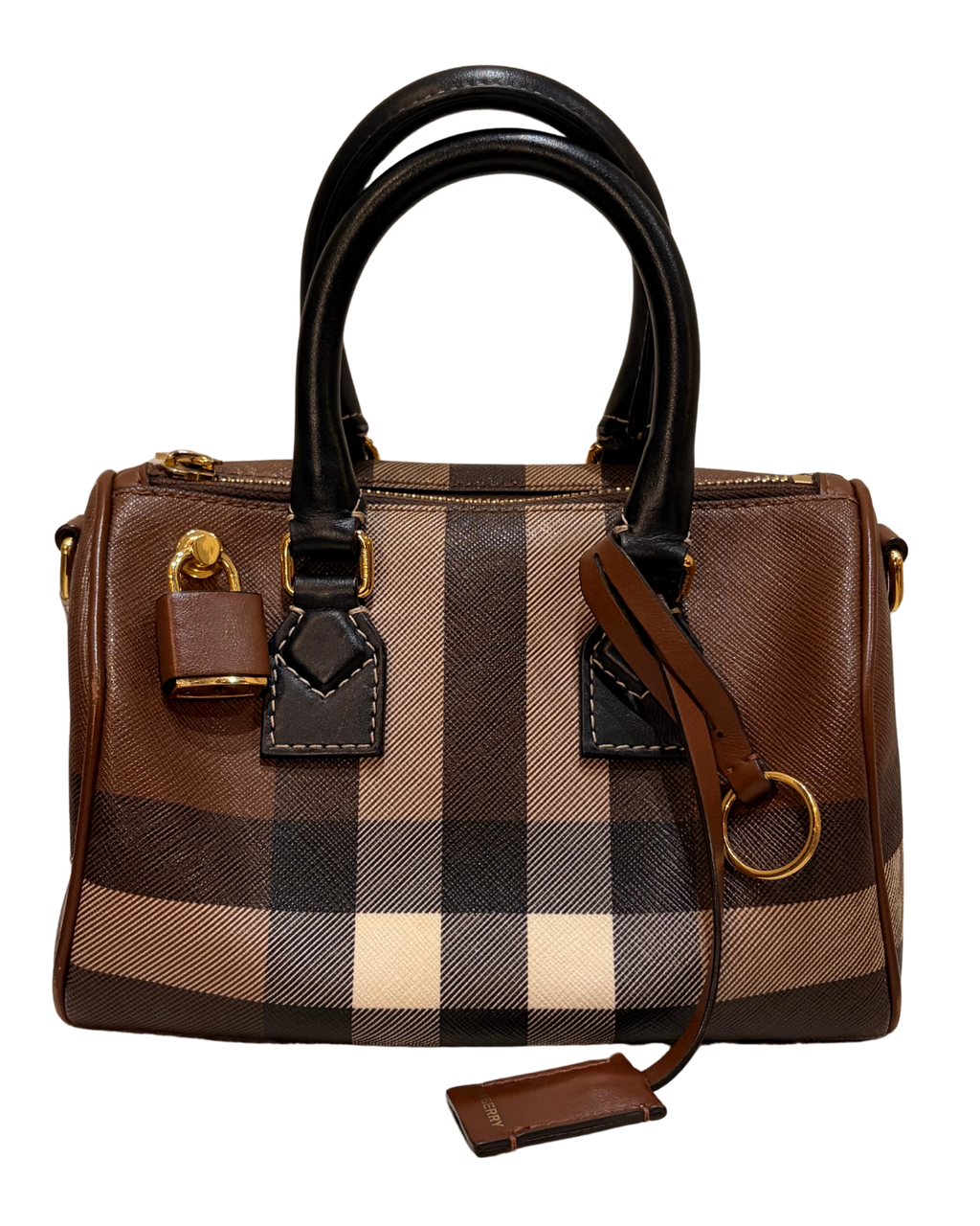 Burberry check bowling bag, brown