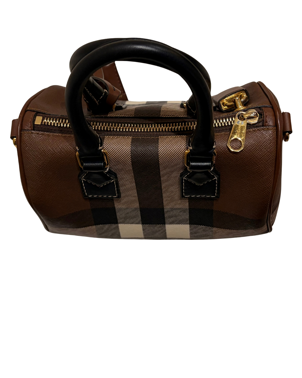 Burberry check bowling bag, brown, view 3