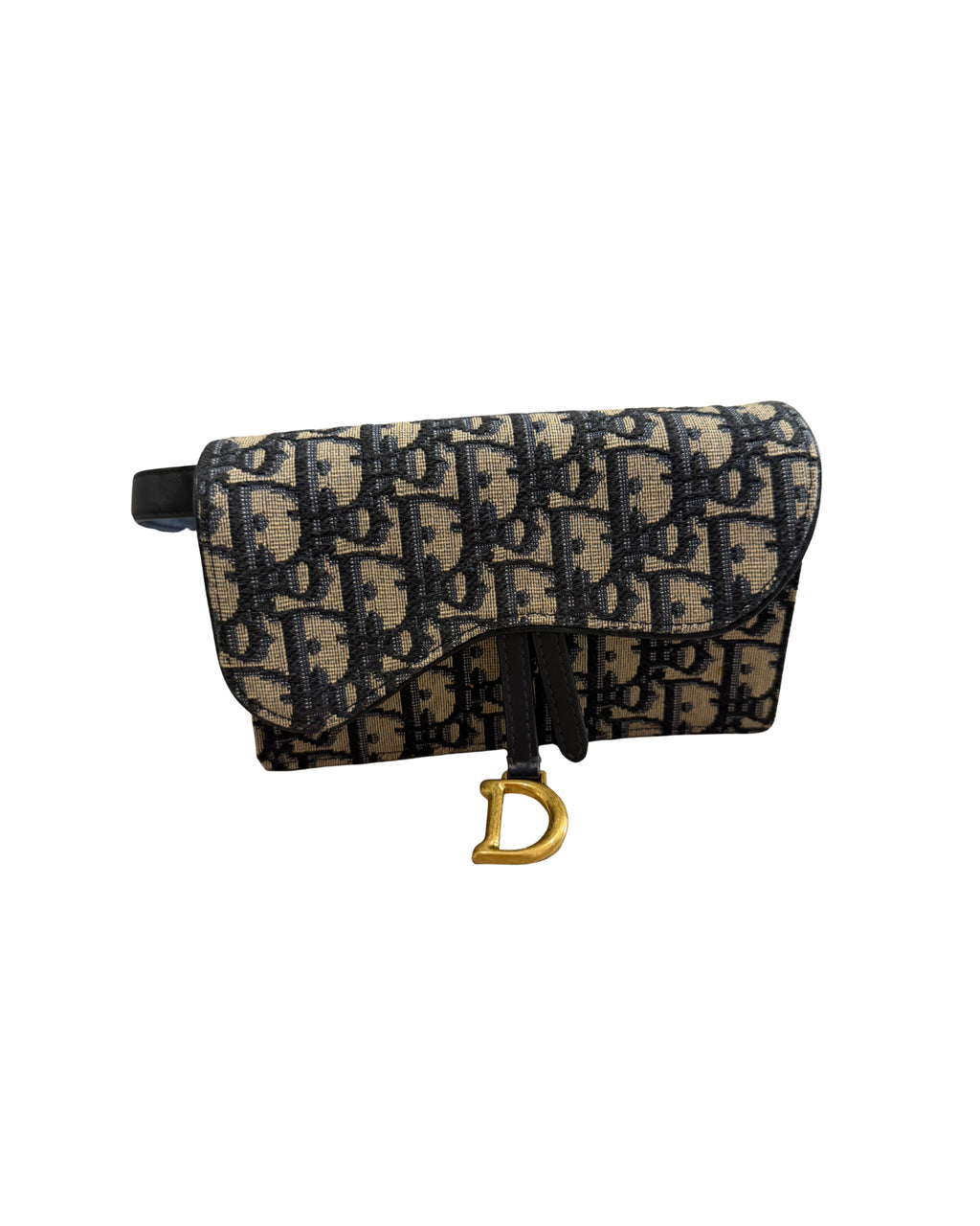 Dior Saddle belt pouch, Oblique beige and navy
