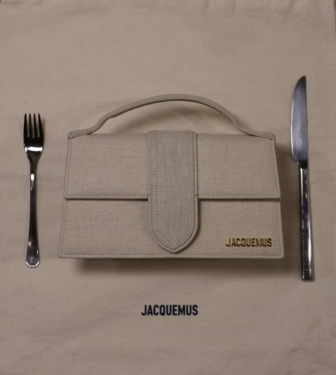 Jacquemus Le Bambino bag between a fork and a knife