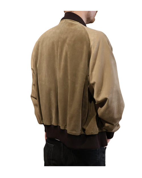 Acne Studios calf leather Harrington jacket, khaki, view 2