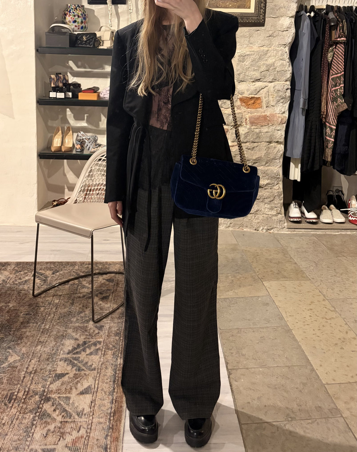Bottega Veneta black belted blazer, worn in the Suur-Karja 2 boutique
