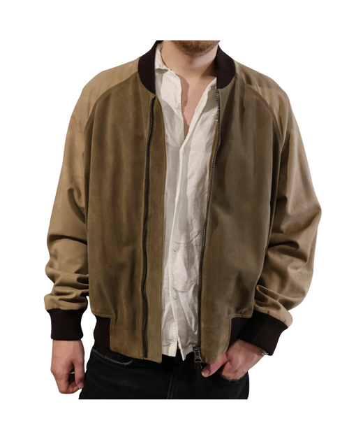 Acne Studios calf leather Harrington jacket, khaki
